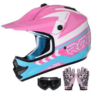 ROOZO Youth Kids Dirt Bike Helmet Set - DOT Certified - Full Face goggles and gl